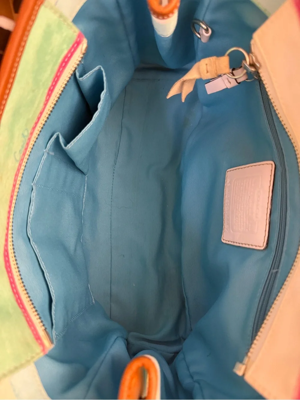 Coach Multicolor Striped Canvas Tote Bag
